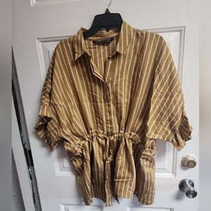 Zara top mustard/striped top size Large